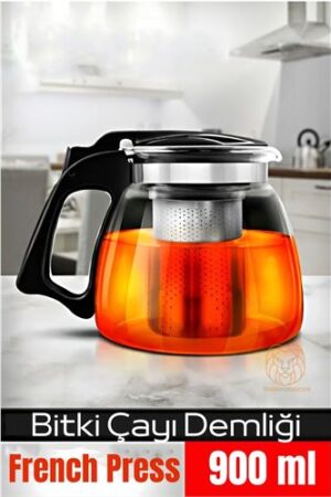 Süzgeçli French Press Cam Demlik 900 Ml Bitki Çayı Demliği. Mutfak Ürünleri ve Mutfak Ekipmanları.