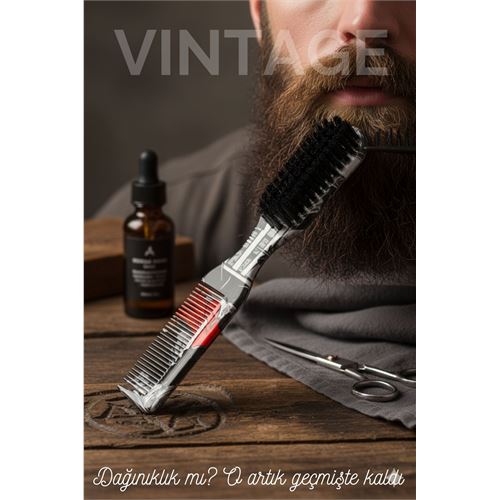 Vintage Sakal Bıyık Tarama Fırçası Çift Taraflı Sakal Tarak ve Fırça – Şekillendirici Vintage Sakal Bıyık Tarama Fırçası Çift Taraflı Sakal Tarak ve Fırça – Şekillendirici