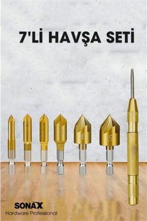 7'li Profesyonel Havşa Matkap Ucu Seti - HSS Titanyum Kaplı ve Otomatik Nokta Zımba . Oto-Hırdavat ve Oto ve Hırdavat Ürünleri.