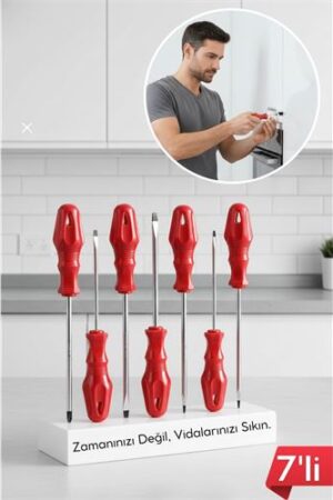 7'li Profesyonel Tornavida Seti | Ergonomik Kırmızı Saplı | Düz ve Yıldız Uçlar | CR-V. Oto-Hırdavat ve Oto ve Hırdavat Ürünleri.