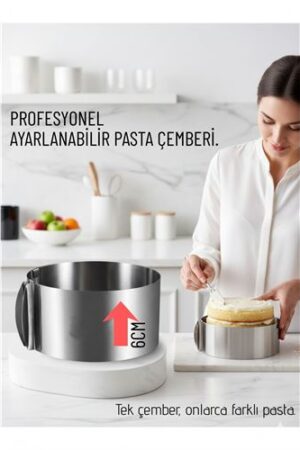 Ayarlanabilir Pasta Çemberi Paslanmaz Çelik Kek Kalıbı 16-30 cm - Pasta Kalıbı. Mutfak Ürünleri ve Mutfak Ekipmanları.