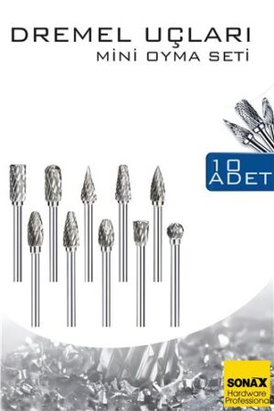 Dremel Uyumlu Mini Oyma Gravür Uç Seti – 10'lu Tungsten Karbür