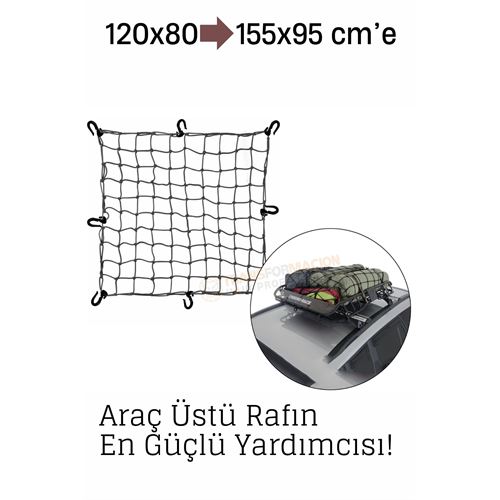 Elastik Bagaj Filesi 120x80 cm – 155x95 cm’e Kadar Genişler | Araç Üstü Elastik Bagaj Filesi 120x80 cm – 155x95 cm’e Kadar Genişler | Araç Üstü