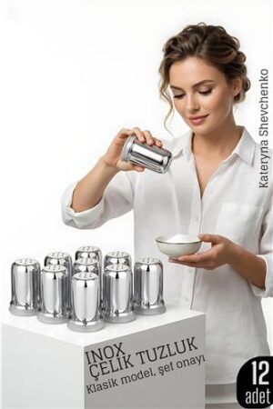 Inox Mini Tuzluk - 12 li SET Paslanmaz Çelik – 6x3