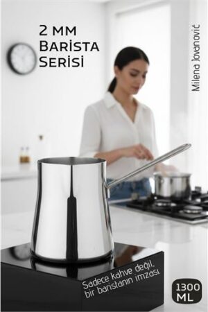 Premium 304 Paslanmaz Çelik Cezve  1300 ml Profesyonel Barista Serisi