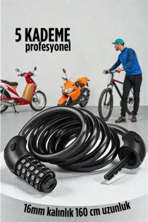 Şifreli Bisiklet Kilidi 16 mm Kalınlık 200 cm Scooter Motosiklet Kilidi - Çelik Kablo . Oto-Hırdavat ve Oto ve Hırdavat Ürünleri.