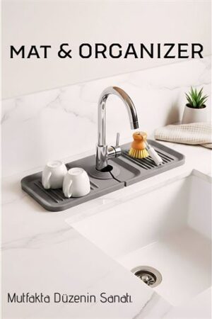 Silikon Batarya Matı & Lavabo Organizeri: Premium Musluk Altı Kurutma Matı. Mutfak Ürünleri ve Mutfak Ekipmanları.