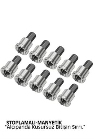 10 Adet Alçıpan Bits Uç Seti - Manyetik Ph2 Krom Çelik 25mm Vidalama Başlığı . Oto-Hırdavat ve Oto ve Hırdavat Ürünleri.