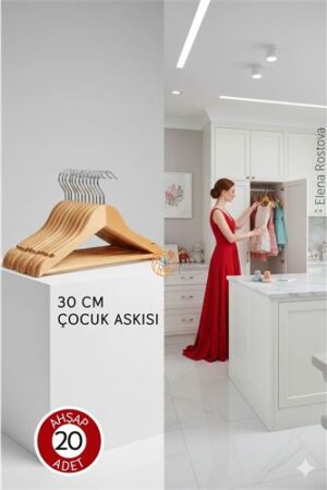 20'li Lüks Masif Ahşap Çocuk Askı Seti - Elena Rostova Stil Seçkisi - 30 cm. Kişisel Ürünler ve Kişisel Ürünler.