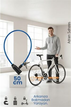 Çelik Örgü Kablo Kilit 5mm 50 cm Bisiklet Kilidi Motosiklet Kilidi Eşya Garaj Kilidi. Oto-Hırdavat ve Oto ve Hırdavat Ürünleri.