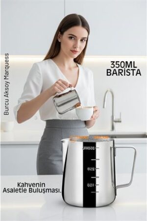 İnox 350ml Barista Süt Sürahisi - Süt Köpürtme Potu -  Paslanmaz Çelik. Mutfak Ürünleri ve Mutfak Ekipmanları.