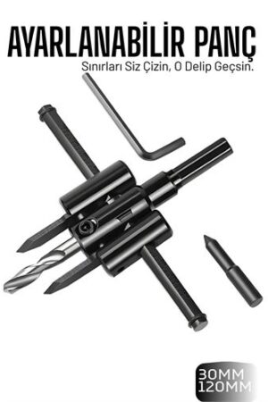 Profesyonel Ayarlı Daire Kesici Panç Seti (30-120mm) - Tungsten Çelik Uçlu Hassas Delme Seti. Oto-Hırdavat ve Oto ve Hırdavat Ürünleri.