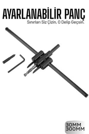 Profesyonel Ayarlı Daire Kesici Panç Seti (30-300mm) - Tungsten Çelik Uçlu Hassas Delme Seti. Oto-Hırdavat ve Oto ve Hırdavat Ürünleri.