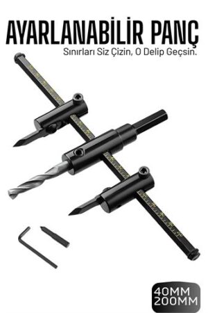 Profesyonel Ayarlı Daire Kesici Panç Seti (40-200mm) - Tungsten Çelik Uçlu Hassas Delme Seti. Oto-Hırdavat ve Oto ve Hırdavat Ürünleri.