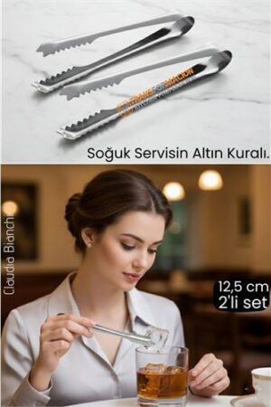 Profesyonel Bar Serisi 2'li Paslanmaz Çelik Buz Maşası Seti | Kokteyl & Sunum İçin Kaydırmaz Kavrama. Mutfak Ürünleri ve Mutfak Ekipmanları.