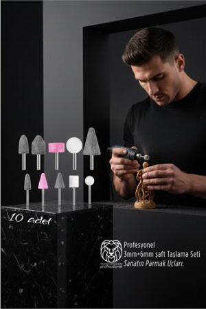 10'lu Dremel Ve Matkap Ucuna Taşlama Seti - 3mm+6mm Şaft Profesyonel Oyma