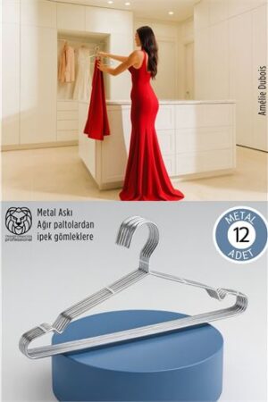 12'li Lüks Çelik Elbise Askısı - İz Yapmayan İnce Tasarım Metal Kıyafet Düzenleyici (40cm). Ev Ürünleri ve Ev Ürünleri.
