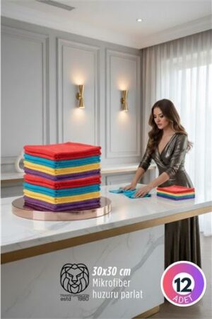 12'li Lüks Mikrofiber Bez Seti: İz Bırakmayan Ultra Emici. Mutfak Ürünleri ve Mutfak Ekipmanları.