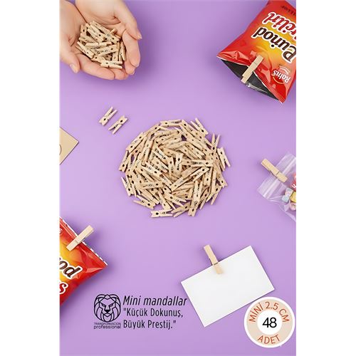 48 Adet Mini Ahşap Mandal 2 48 Adet Mini Ahşap Mandal 2