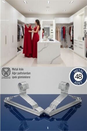 48'li Lüks Çelik Elbise Askısı - İz Yapmayan İnce Tasarım Metal Kıyafet Düzenleyici (40cm). Ev Ürünleri ve Ev Ürünleri.