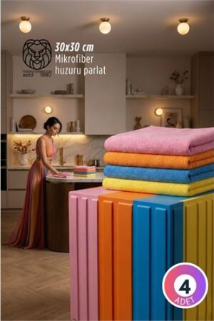 4'lü Lüks Mikrofiber Bez Seti: İz Bırakmayan Ultra Emici. Mutfak Ürünleri ve Mutfak Ekipmanları.