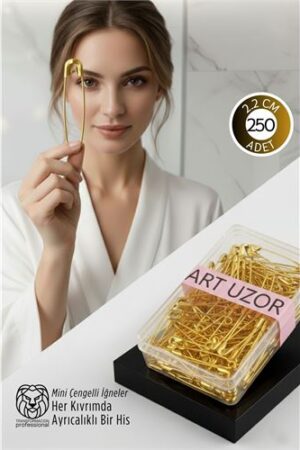 Gold Mini Çengelli İğne Seti 250 Adet - 2.2 cm Paslanmaz Metal Tasarım