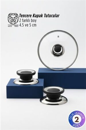 Isadora Serisi 2’li Paslanmaz Çelik Lüks Tencere Kapağı Tutucu Seti - 4.5 - 5 cm Universal. Kişisel Ürünler ve Kişisel Ürünler.