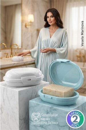 Modern Banyo Tasarımı: 2’li Premium Sızdırmaz Kapaklı Sabunluk Seti - Hijyenik Seyahat Kutusu. Kişisel Ürünler ve Kişisel Ürünler.