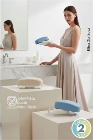 Modern Banyo Tasarımı: 2’li Premium Sızdırmaz Kapaklı Sabunluk Seti - Hijyenik Seyahat Kutusu. Kişisel Ürünler ve Kişisel Ürünler.