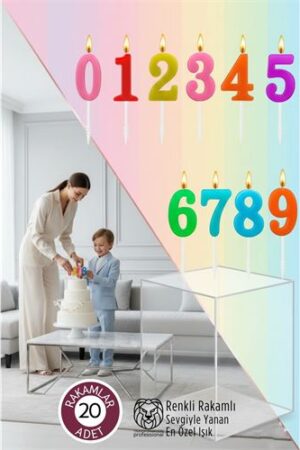 Renkli Rakamlı Doğum Günü Pastası Mum Seti - 20 Adet Premium Tasarım Mum. Kişisel Ürünler ve Kişisel Ürünler.