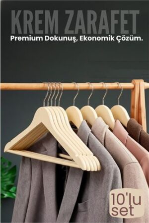 10'lu Lüks Krem Elbise Ceket Askısı - Ergonomik & Kaymaz Plastik Askı Seti -  Ahşap Görünümlü . Ev Ürünleri ve Ev Ürünleri.