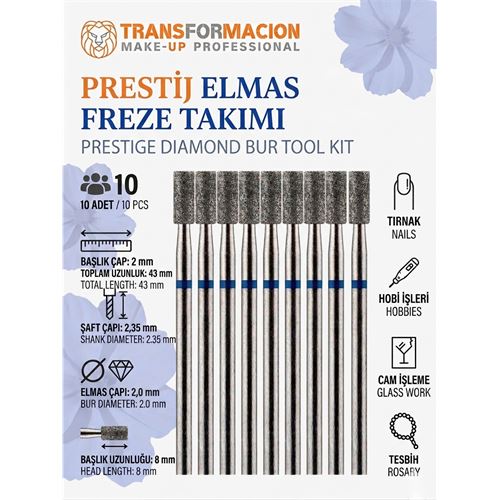 10'lu ORTA SERT Ultra Hassas Elmas Freze Ucu - Kuru Manikür 10'lu ORTA SERT Ultra Hassas Elmas Freze Ucu - Kuru Manikür