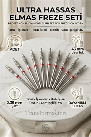 10'lu Ultra Hassas Elmas Freze Ucu - Kuru Manikür