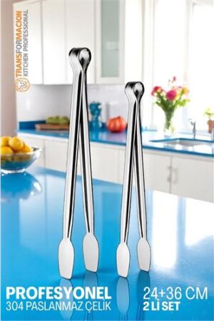 2 Boy Mutfak Maşası - Mangal Barbekü Maşası - Izgara Maşası Tava Maşası Çelik  18 ve 36 Cm . Mutfak Ürünleri ve Mutfak Ekipmanları.