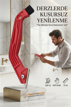2 Boyutlu Çelik Uçlu Derz Kazıyıcı ve Fırça  - 22 cm Fayans Arası Temizlik ve Sökme Aparatı . Oto-Hırdavat ve Oto ve Hırdavat Ürünleri.