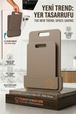 2 li Kesim Panosu Stantlı Yapışkanlı Kesim Tahtası LATTE Mikko Design . Mutfak Ürünleri ve Mutfak Ekipmanları.