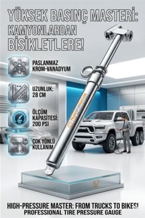 200 PSI Profesyonel Metal Kalem Tipi Lastik Basınç Ölçer - Kamyon ve Otobüs Uyumlu . Mutfak Ürünleri ve Mutfak Ekipmanları.