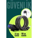 22mm Çelik Halatlı Bisiklet Kilidi - 160cm Anahtarlı Scoooter Motosiklet Kilidi . Oto-Hırdavat ve Oto ve Hırdavat Ürünleri.