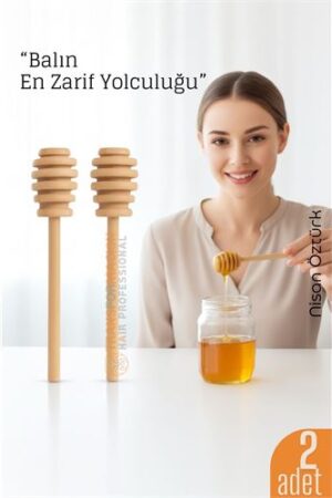 2’li Ahşap Bal Kaşığı Seti – 16 cm Doğal Ahşap