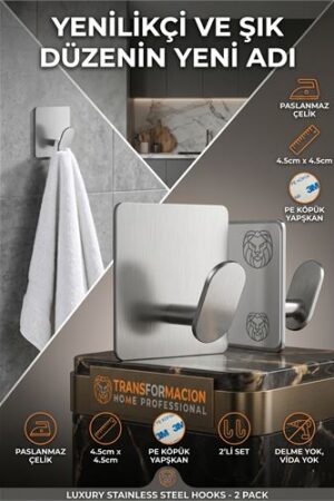 2'li Banyo ve Mutfak Askı Seti - SUS304 Lazer Kesim Çelik  Ultra Güçlü Yapışkanlı Askı . Ev Ürünleri ve Ev Ürünleri.