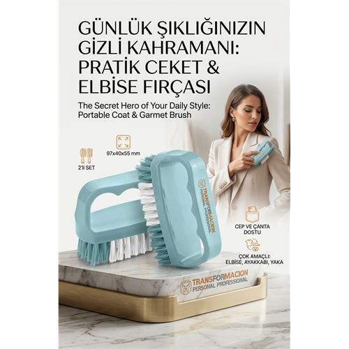 2'li Mini Leke ve Toz Fırçası Seti - Elbise 2'li Mini Leke ve Toz Fırçası Seti - Elbise