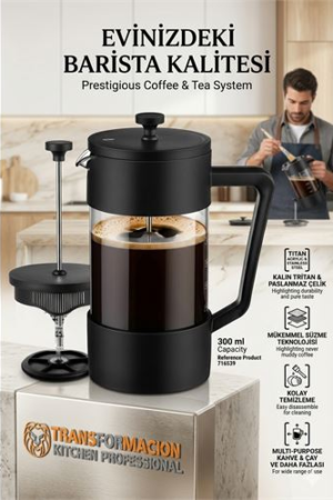 300ml Tortusuz French Press - Çift Filtreli Kahve Demleme Sanatı  . Mutfak Ürünleri ve Mutfak Ekipmanları.
