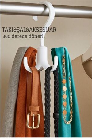 360° Dönerli Kancalı Çok Amaçlı Askı - Dolap İçi Düzenleyici Takı Askısı Şal Askısı . Mutfak Ürünleri ve Mutfak Ekipmanları.