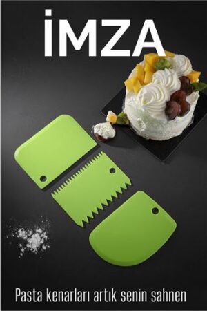 3’lü Dekoratif Şekillendirme Aparatı Hamur Pasta Kesici Kazıma  (Düz