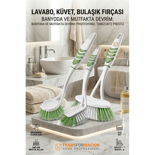 3'lü Profesyonel Temizlik Fırçası Seti - Ergonomik Banyo 3'lü Profesyonel Temizlik Fırçası Seti - Ergonomik Banyo