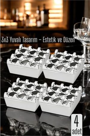 4 lü Metal Döküm Küllük – 3x3 Yuvalı