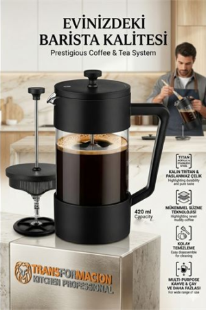 420 ml Tortusuz French Press - Çift Filtreli Kahve Demleme Sanatı   . Mutfak Ürünleri ve Mutfak Ekipmanları.