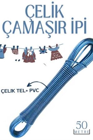 50 mt Çelik Çamaşır İpi Pvc Kaplı Dayanıklı Çamaşır İpi  Balkon Çamaşır İpi . Ev Ürünleri ve Ev Ürünleri.