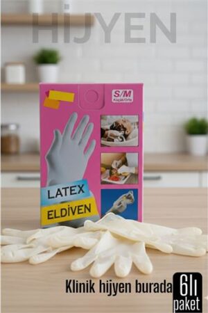 6'lı KUTULU Latex Eldiven Hijyenik
