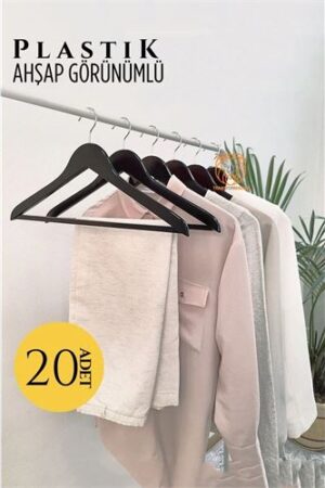 Ahşap Görünüm Plastik Askı 20 ADET SİYAH . Ev Ürünleri ve Ev Ürünleri.